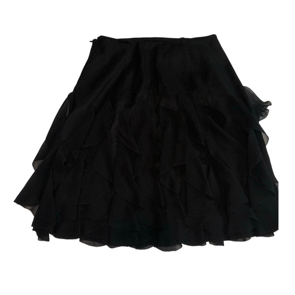 White House Black Market Chiffon Mini Skirt Size 00 Waterfall Tiered Whimsigoth